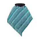 virblatt - poncho uomo | 100% cotone | poncho verde coperta poncho pile mantello con cappuccio poncho messicano double face - Abajo verde L-XL