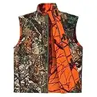 GUGULUZA Soft Men's Hunting Vest Safty Waistcoat with Pockets Reversible Orange + Camo M