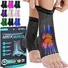 MODVEL 2 Pack Ankle Brace Compression Sleeve | Injury Recovery, Joint Pain | FSA or HSA eligible | Achilles Tendon Support, Plantar Fasciitis Foot Socks with Arch Support (Medium) (MV-151-M-BL)