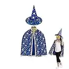 Costume da Mago con Cappello, Costume di Halloween per Costumi di Halloween Mantello da strega per 3-12 anni Bambini Ragazzi e ragazze, Puntelli per costumi di Halloween per bambini Cosplay Party