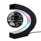 Newooe Floating Globe with LED Lights C Shape Magnetic Levitation Floating Globe World Map for Desk Decoration (Black)