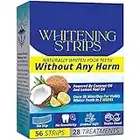 Natural Teeth Whitening Strips for Sensitive Teeth, Tooth Whitening Strips with Coconut and Lemon Peel Oil for Whiter, Brighter Smiles, 56 Strips