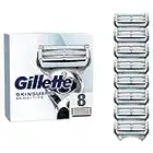 Gillette SkinGuard Sensitive Razor Blades Men, Pack of 8 Razor Blade Refills with Precision Trimmer, Fits Fusion Handles