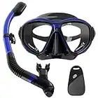 Findway Masque de Plongée Adulte, Kit Plongée Snorkling pour Femme Homme Noir Ensemble Masque Plongée en Verre Trempé Large Vue, Anti-Fuite, Anti UV