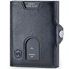 VON HEESEN® Slim Wallet mit Münzfach & RFID Schutz I Geldbörse Herren klein I Mini Geldbeutel Damen Portmonee I Kartenetui Echtleder Karten Portemonnaie I Leder Kreditkartenetui Schwarz