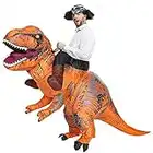 Rafalacy Inflatable T-rex Ride-On Costume for Adults Blow up Dinosaur Costume Fancy Halloween Party Costume Suit