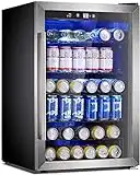 Antarctic Star Beverage Refrigerator Cooler - 145 Can Mini Fridge Glass Door for Soda Beer or Wine Small Drink Dispenser Clear Front for Home, Office or Bar, Silver,4.4cu.ft