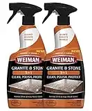 Weiman Granite Cleaner Polish and Protect 3 in 1-2 Pack - Streak-Free, pH Neutral Formula for Daily Use on Interior & Exterior Natural Stone