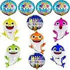 SPARKLERS Pack of 11 Pcs Shark Party Balloons for Baby, 5 Pcs 26” Helium Baby Shark Party Supplies with 6 Pcs 17” Round Balloons for Baby Shower Party and Birthday Decoration Supplies