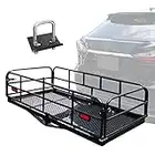 OKLEAD 500 Lbs Heavy Duty Hitch Mount Cargo Carrier 60" x 24" x 14.4" Folding Cargo Rack Rear Luggage Basket Fits 2" Receiver for Car SUV Camping Traveling