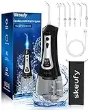 Skeufy Water Flosser for Teeth Cleaner, DIY Setup and 5 Cleaning Modes 6 Jet Tips OLED Display IPX7 Waterproof, 300ML Oral Irrigator for Home & Travel