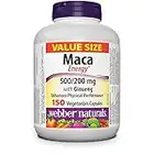 Webber Naturals Maca Energy with Ginseng, 150 Capsules, Vegan