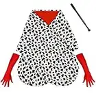 Geplaimir Cruella Kostüm für Damen Kinder Scarf für Cruella Deville Halloween Fasching Cosplay Party Accessoires+Rot Handschuhe+ Cruella Holder G020