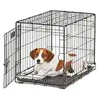 MidWest Homes for Pets Small Dog Crate | MidWest Life Stages 24' Folding Metal Dog Crate | Divider Panel, Floor Protecting Feet, Leak-Proof Dog Pan | 24L x 18W x 19H Inches, Small Dog Breed