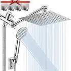 Shower Head, NERDON 8'' High Pressure Rainfall Shower Head, Handheld Shower Combo with 11'' Extension Arm, 5 Spray Settings Anti-Leak Shower Head with Holder, Hose, Height/Angle Adjustable, 4 Hooks