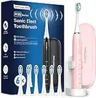 Sonic Electric Toothbrushes for Adults - PHYLIAN PRO Rechargeable Sonic Electric Toothbrush, Battery Toothbrush Electric Tooth Brush with 6 Duponts Heads, 3 Hours Fast Charge (Sakura Pink)