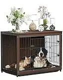 Dog Crate Kennel Furniture Wooden: End Table Dog Crate with Floor Tray,Wooden Dog House with Double Door Detachable Top,Indoor Dog House for Small Medium Dogs