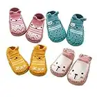 XM-Amigo 4 Paires de Chaussons Chaussettes Antidérapants pour bébé -12-18 Mois