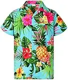 King Kameha Funky Hawaiian Shirt Shortsleeve Pineapple Turquoise XL