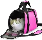 Dotala Cat Carrier,Soft-Sided Small Pet Carrier Foldable Bag for Rabbit Cats,Dogs Puppy Airline Approved Small Animal(S: 15.7”L×7.8“W×11.8" H) (Pink)