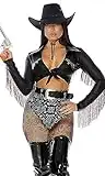 Forplay Womens 3pc. Sexy Cowgirl Costume, Black Silver, Small/Medium