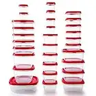 Rubbermaid 60-Piece Food Storage Containers with Lids, Salad Dressing and Condiment Containers, and Steam Vents, Microwave and Dishwasher Safe, Red