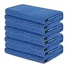 Diamond UP 4 Moving Blankets, Extra Large Moving Blanket for Furniture, Professional Quilted Furniture Shipping and Storage Pads, 80" x 72", Blue and Black(4 Packs)