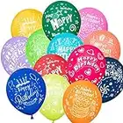 Happy Birthday Balloons Colorful Latex Balloons with "Happy Birthday" Printed for Kids Birthday Party Decoration