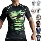 Khroom Camiseta de Compresión de Superhéroe para Hombre | Ropa Deportiva de Secado Rápido para Ejercicio, Gimnasio, Musculación, Running. Material Extensible Ventilado Anti Transpiración Hulk M