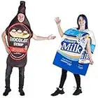 Chocolate Milk Halloween Couples Costume - Funny Carton and Syrup Bottle Outfits