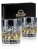 Whiskey Glass Set of 2, veecom 10oz Crystal Whiskey Glasses Thick Bottom Bourbon Glasses Old Fashioned Rocks Glass Tumbler for Scotch, Cocktail, Liquor, Home Bar Whiskey Gifts for Men