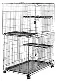 Amazon Basics Large 3-Tier Cat Cage Playpen Box Crate Kennel - 36 x 22 x 51 Inches, Black