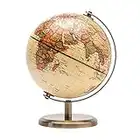 Exerz 14cm Mappamondo Antico - Mappa inglese - Supporto in metallo Colore bronzato - Grande sfera rotante - Decorazione da scrivania educativa/geografica/moderna - per scuola, casa e ufficio