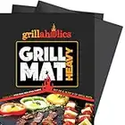 Grillaholics Juego de 2 alfombrillas antiadherentes para parrilla de barbacoa de temperatura máxima de 600 grados