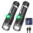 Rechargeable Flashlight, LED Tactical Flashlight, 2000 Lumens Super Bright Pocket-Sized T6 LED Torch with Clip, IPX6 Water Resistant, 4 Modes for Camping Hiking Emergency (2 Pack)