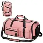 Suweir Reisetasche Groß Damen Herren 65L Sporttasche mit Schuhfach und Nass-Trockenfach Large Capacity Travel Bag Schwimmtasche Übernachtung Tasche für Reisen,Sport, Fitness (Rosa Pink)