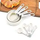 RoserRose Cucchiai Dosatori, Cucchiaio Misuratore, 8 Misurini e Cucchiai per Cucinare, Set di 4 Misurini di Tazze e 4 Misurini Cucchiai Cup per Cucina Cottura per Misurare Utensile da Cucina (Bianca)