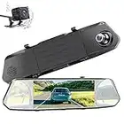 1080P Mirror Dash Cam 7" Touchscreen Rear View Mirror Camera for Cars & Trucks, Car Camera Dash Cam Front and Rear, Night Vision, Emergency Record, Parking Assistance Motion Detection