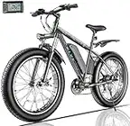 Vivi Electric Bike 26" X 4.0 Fat Tire Electric Bike for Adults, 500W Adults EBike with Removable 48V 13Ah Battery, 25MPH Electric Bicycle Snow Beach Mountain E-Bike, Shimano 7-Speed