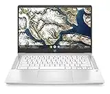 HP Chromebook 14a-na0003sf Ordinateur portable 14" FHD (Intel Celeron, RAM 4 Go, eMMC 64 Go, AZERTY, ChromeOS) Blanc