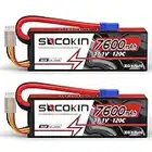 SOCOKIN 3S Lipo Battery 7600mAh 11.1V 120C with EC5 Connector Hard Case for RC Car RC Vehicles RC Boat RC Racing Truck Helicopter Airplane RC Model（2 Pack）