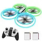 AVIALOGIC Q9 Drones for Kids,RC Drone with Altitude Hold and Headless Mode,Quadcopter with Blue & Green Lights,Propellers Full Protect and Double Batteries,Easy to fly Gift Toy for Boys and Girls