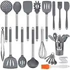 Frasheng Ustensiles de Cuisine en Silicone,34pcs Antiadhésive,Set de Cuisine Anti-Rayure Poignée en Acier Inoxydable,Antiadhésif Résistant