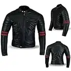 Bikers Gear The Rocker Motorcycle Black Leather Cafe Racer Jacket CE1621-1 PU Armour, OxBlood UK 42 EU 52 XL