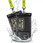 Pelican 2 Pack Marine - IP68 Waterproof Phone Pouch (Regular Size)-Floating Waterproof Phone Case For iPhone 14 Pro Max/ 13 Pro Max/ 12 Pro Max/ 11/ S23 - Detachable Lanyard - Black / Hi-Vis Yellow