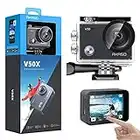 AKASO Caméra Sport 4K Etanche WiFi Action Caméra Sportive Ultra Full HD Stabilisateur avec Télécommande Écran Tactile 30fps Angle Réglable 131 Pieds sous Marine 2 Batteries Kit d'Accessoires – V50X