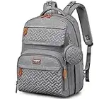 BabbleRoo Changing Bag Backpack, Baby Nappy Diaper Rucksack Hospital Maternity Travel Back Pack with Changing Pad & Insulated Pockets, Light Grey