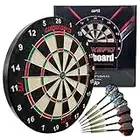 Bristle Dart Boards for Adults: Steel Tip Dart Board Set, Professional Dartboard and Darts in Game Room/Bar/Office, Regulation Size High Grade Sisal Dartboards with 6 18g Metal Tip Darts