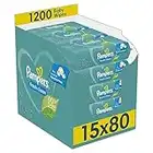 Pampers Fresh Clean Feuchttücher 15 Packungen (15 x 80 Stück),1200 Feuchttücher, milder Duft, auch für Hände und Gesicht geeignet