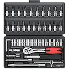 Justech 46 Pieces Socket Ratchet Wrench Set 1/4" Drive Car Repairing Tool Kits